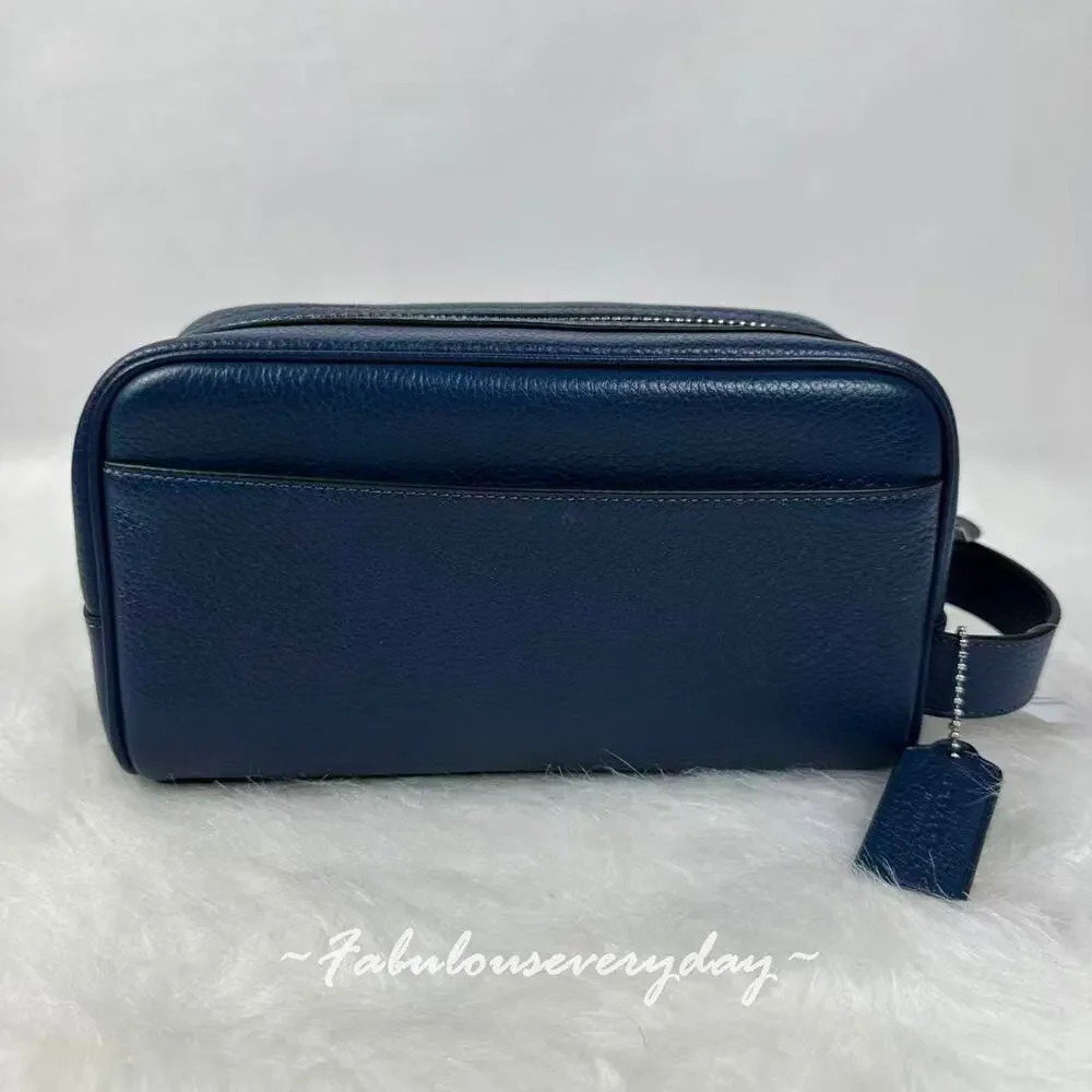 Coach Small Travel Kit With Car Print Leather/Silver/Deep Blue Multi CEK63 NWT
